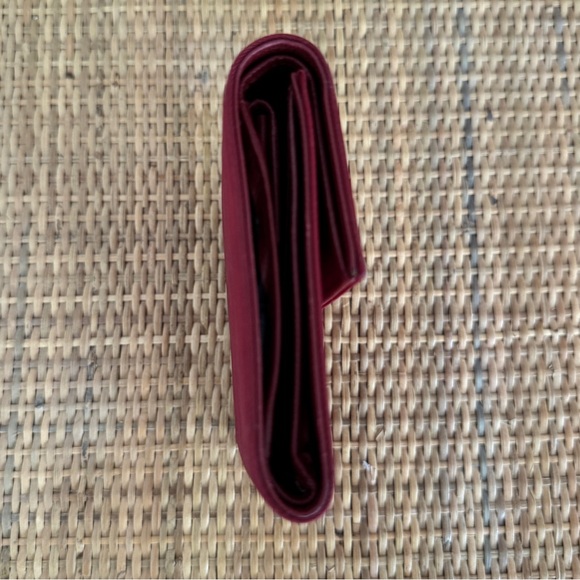 Prada Tessuto Saffiano Logo Nylon Trifold Leather Wallet Red Authentic - Picture 4 of 12